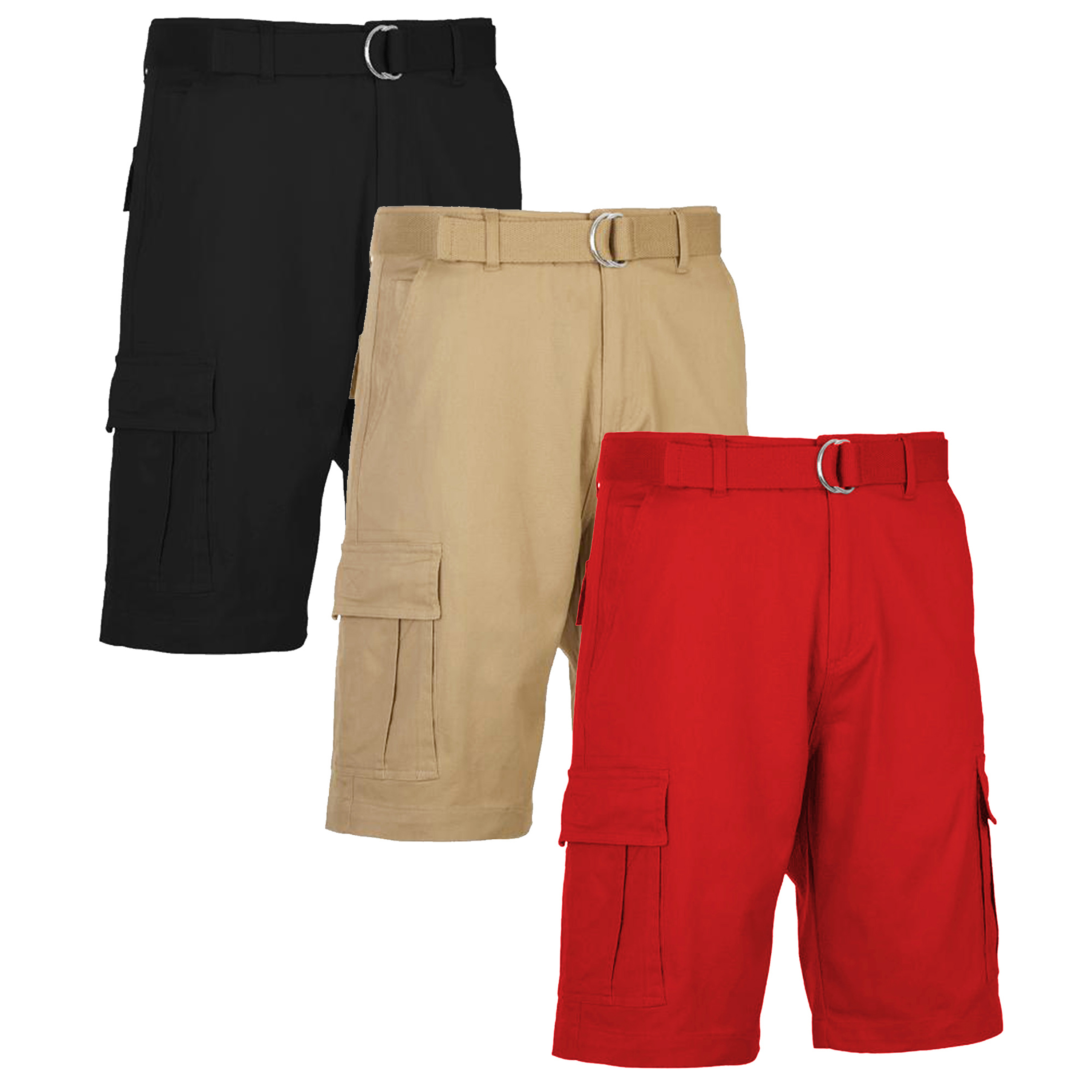 3Pk Mens Cotton Stretch Cargo Shorts (30-42) - Gallery 25