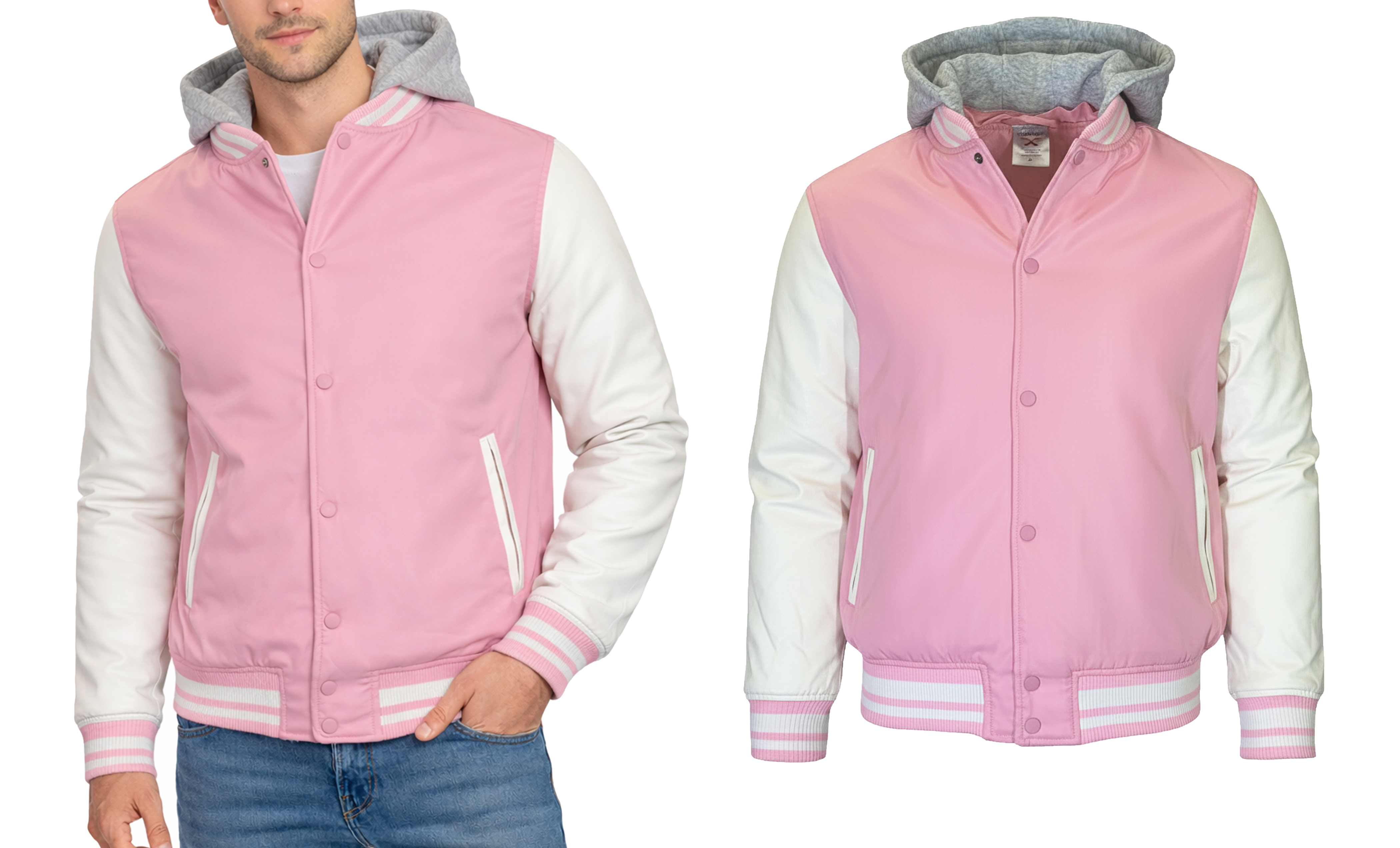 Mens Heavyweight Hooded Varsity Jacket (S-3XL) - Gallery 19