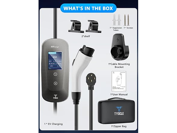 Tyocle Level 2 EV Charger 40Amp 240V 23ft