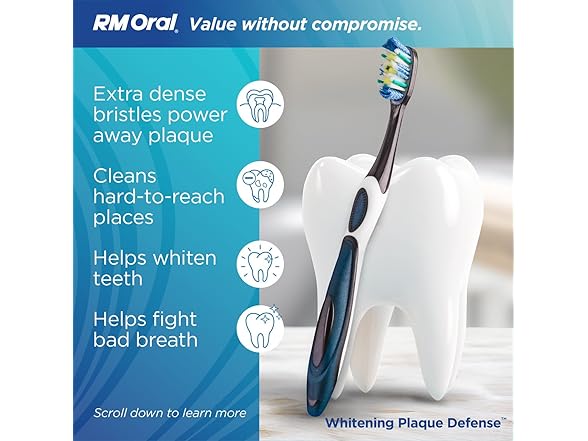 2PK RM Oral Whitening Plaque Defense Soft Toothbrush