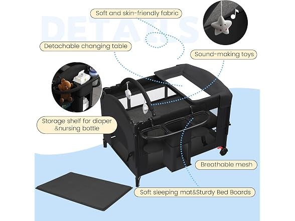 HOMMOW BC2133626054221 baby bassinet (Open Box)