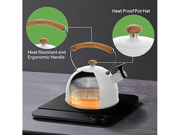 YSSOA Whistling Stovetop Tea Kettle, 3.17 Quart
