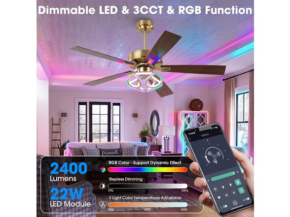 Parrot Uncle F6367-PU 52" Modern Ceiling Fan