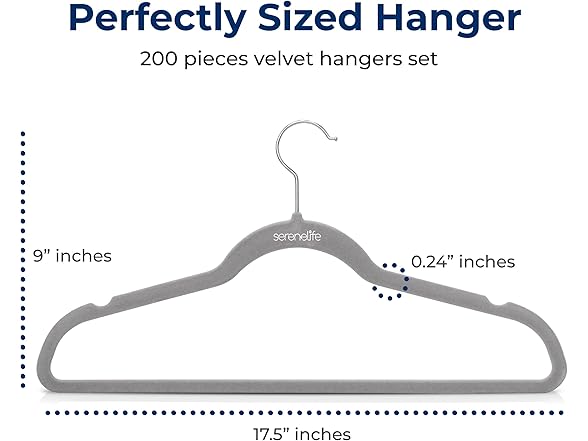 SereneLife 200-Pack Velvet Hangers