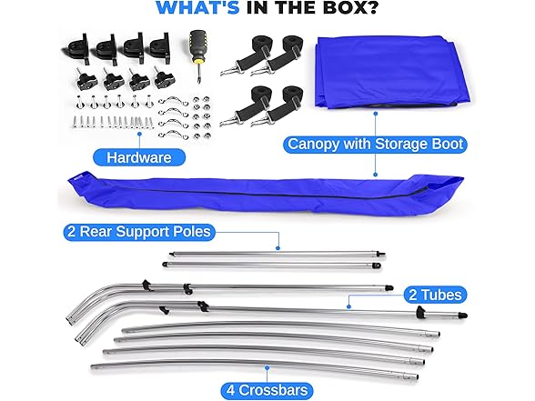 SereneLife 4-Bow Bimini Boat Cover