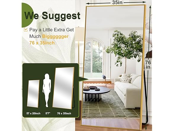 NicBex Oversized Full-Body Mirror Gold