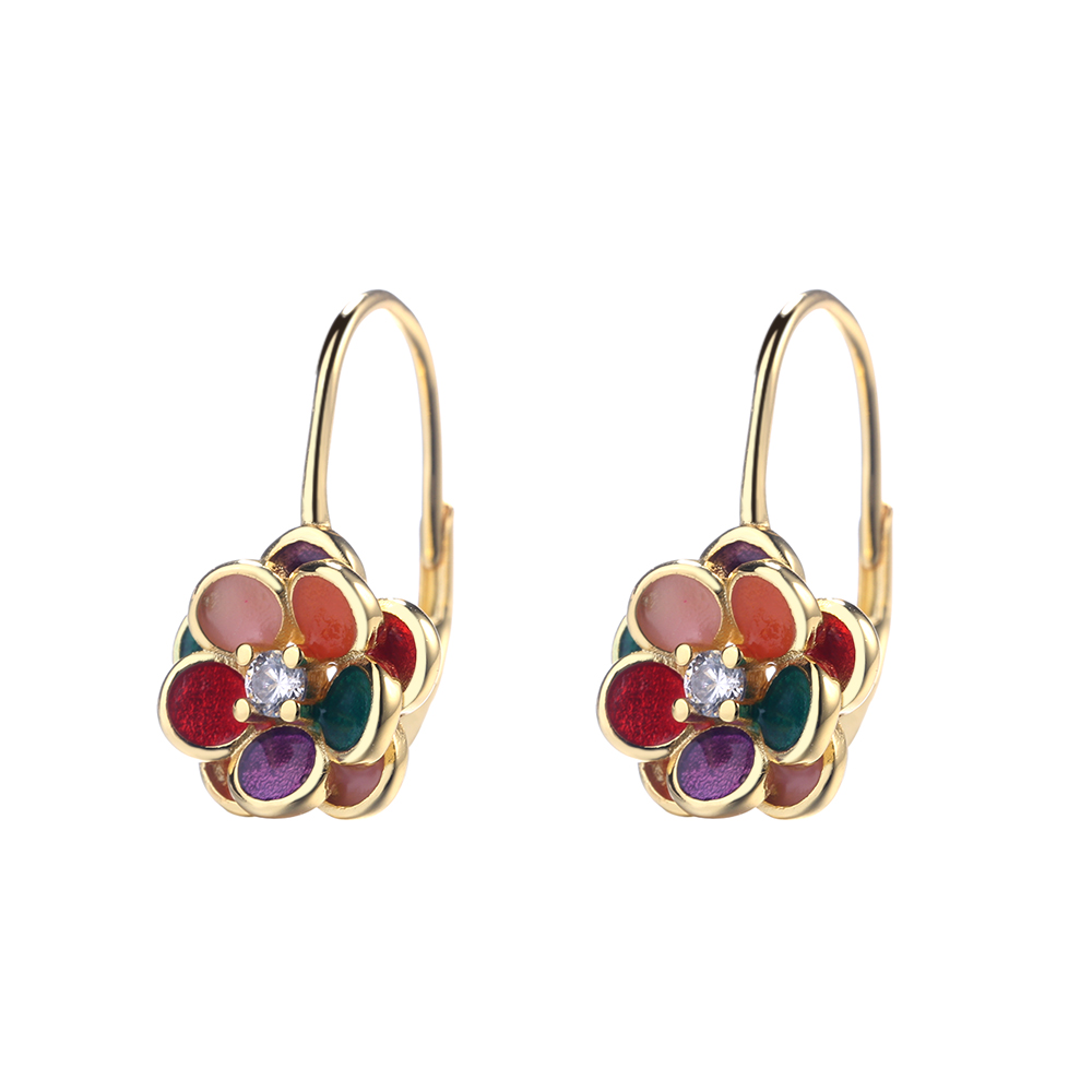 Crystal Multi Color Floral Earrings - Gallery 4