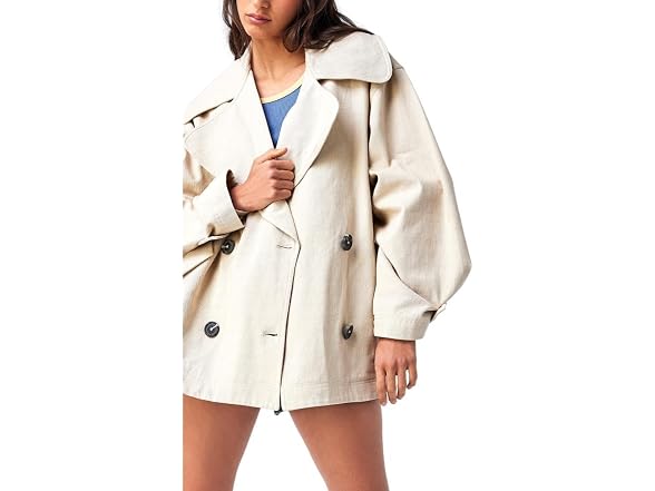 Free People Women Highlands Solid Peacoat