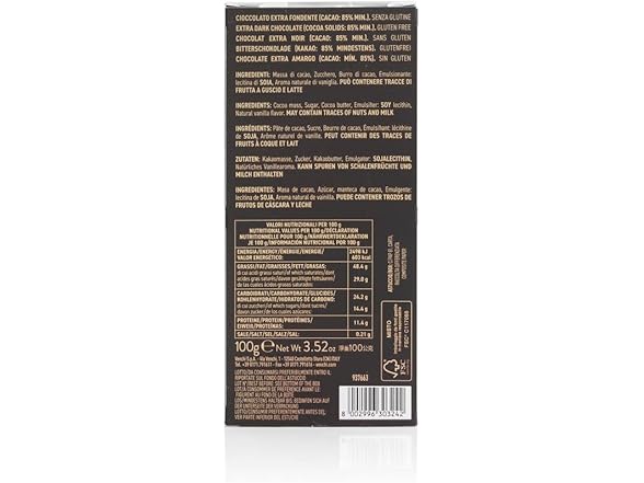 Venchi 85% Extra Dark Chocolate Bar 3.52