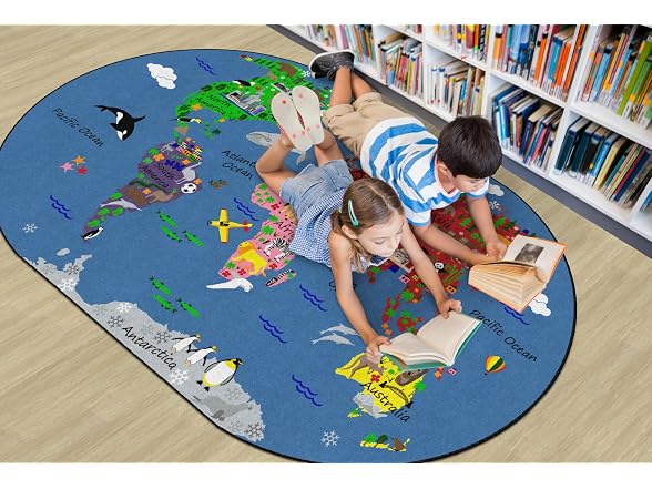 Flagship Carpets World Traveler Classroom Educational Area Rug