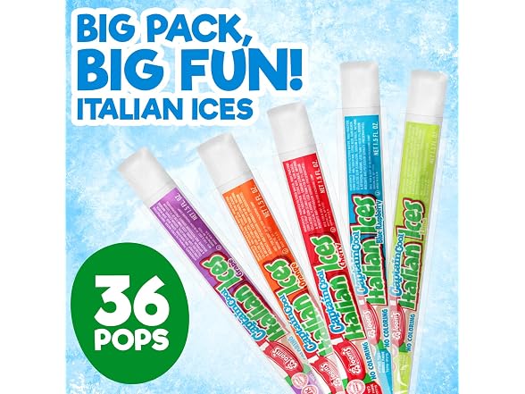 Clear | Italian Ice Freeze Pops 36 Count