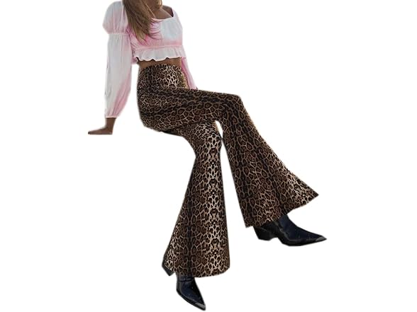 Louvton Women (XL) High Waist Flare Pants Trousers