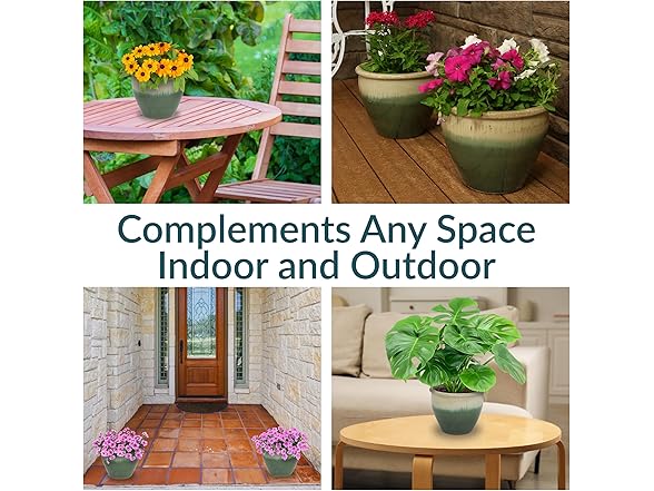 Sunnydaze Round Ceramic Planter - Set of 2