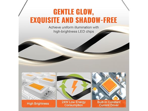 Modern Chandelier Light Fixtures, 24W, Dimmable