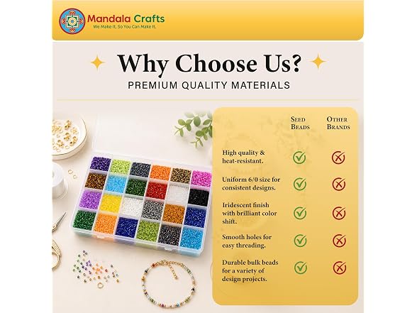 Mandala Crafts 11/0 Glass Seed Beads 18000Pc