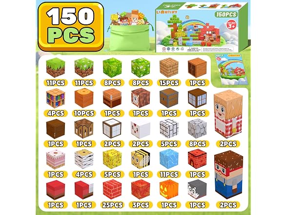 LionFuny 150PCS Magnetic Blocks