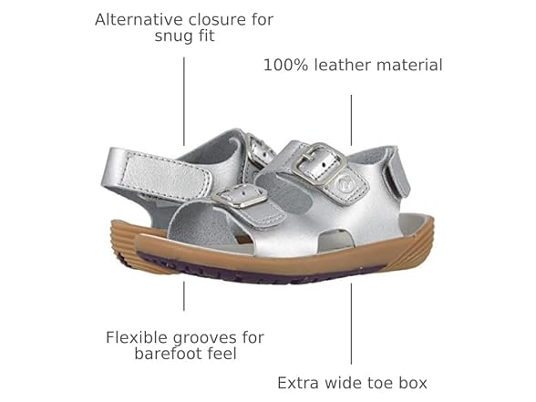 Merrell Girl's Bare Steps Sandal Sandal, silver, 085 Medium US Toddler