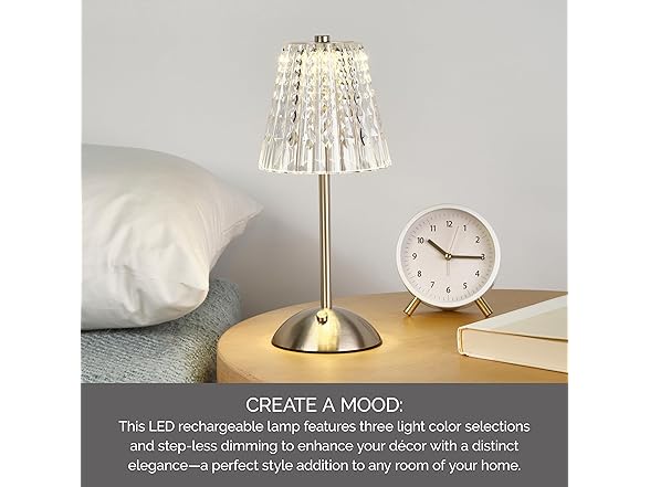 Elements 11.8-Inch Silver Rechargeable LED Table Lamp