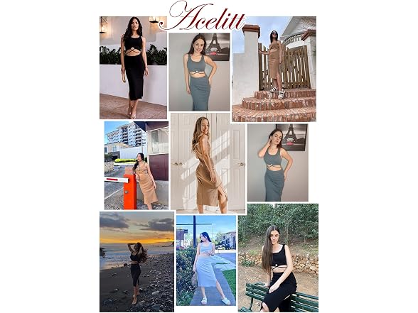 Acelitt Women (M) Sexy Summer Dresses Cut Out Tank
