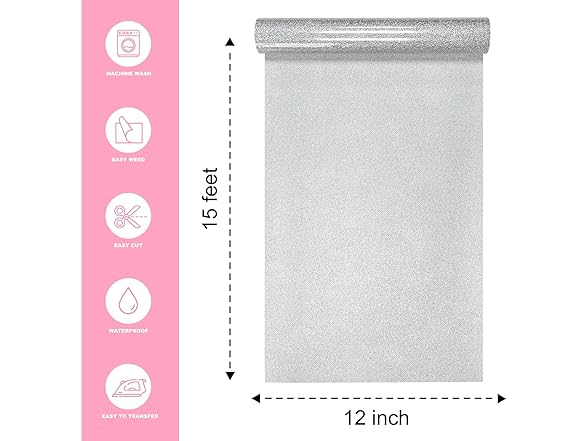Silvery Glitter Heat Transfer Vinyl
