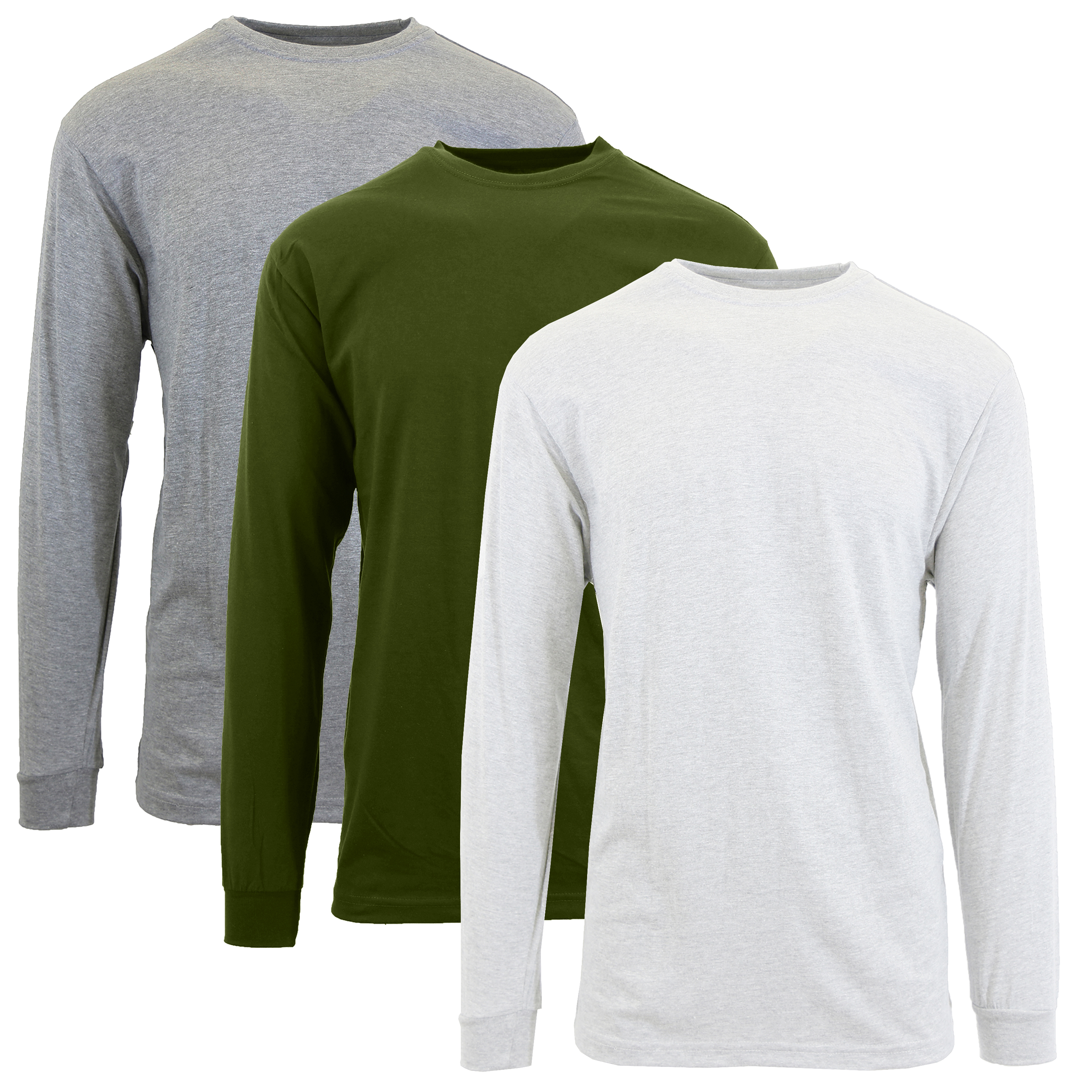 (3 or 6Pk) Mens L/S Crew Neck Solid Shirt - Gallery 17