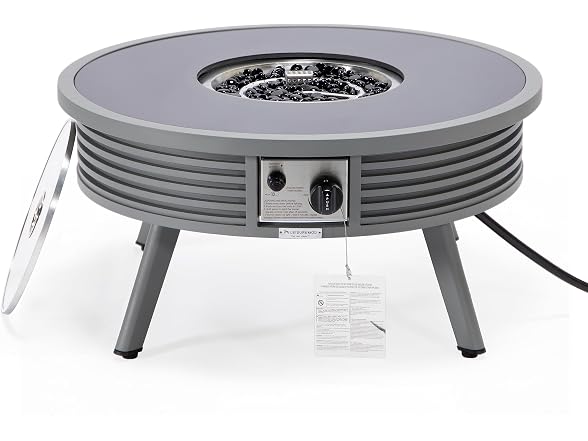 LeisureMod Walbrooke Modern Outdoor Round Fire Pit Table