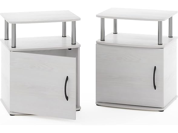 Furinno Jaya End Side Sofa Table/Nightstand with Door, 2PK