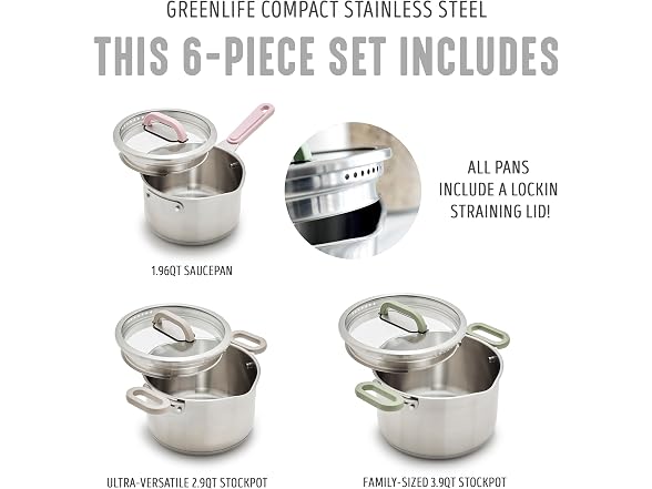 GreenLife BK Twisting Stainless Steel Set