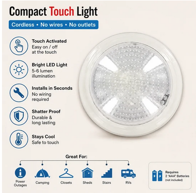 2-Pack Compact Touch Lights – Battery-Operated Tap LED - Gallery 4