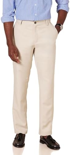Amazon Essentials Men's Slim-Fit Flat-Front Dress Pant, Stone, 36W x 30L