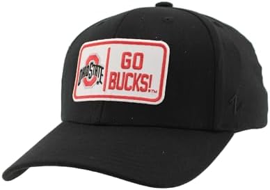 ZHATS Men's Standard NCAA Officially Licensed Fitted Hat ZH Patch Defer Black, Medium,Ohio State Buckeyes
