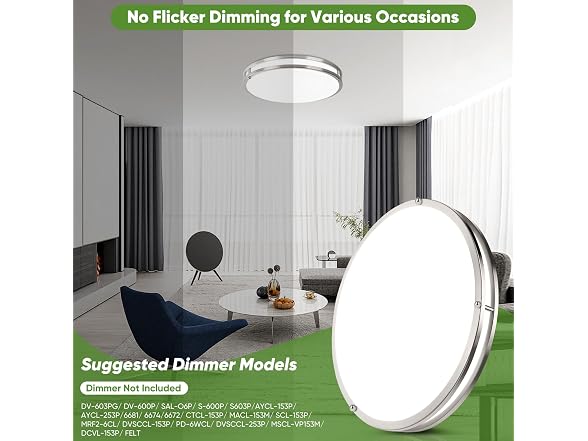 TOBUSA 18inch 50W LED Flush Mount Ceiling Lights 5600lm, 2 Pack