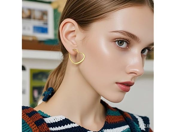 Ilovgem Heart Earrings 14K Gold Plated