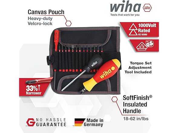 Wiha 28792 Insulated Torque Driver &  Blade Set 16Pc