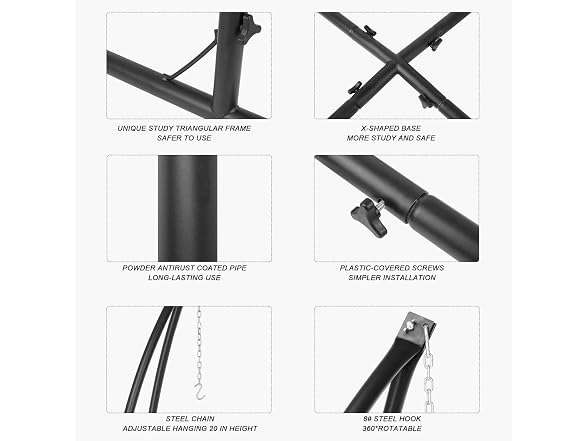 LAZZO C-Type Hammock Chair Stand,Steel Rack Stand