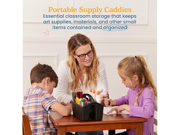 ECR4Kids 4-Compartment Small Storage Caddy Organizer, 6-Pack, Black