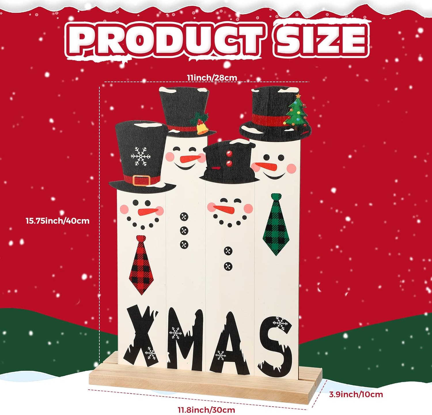 Wooden Christmas Snowman Decor 2 Pack - Gallery 4