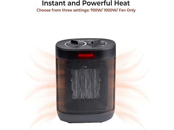 Comfort Zone 1500W PTC Ceramic Heater Black