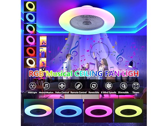 White Bladeless Low Profile Ceiling Fan 