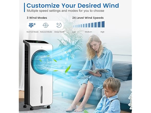 DORTALA Evaporative Air Cooler, 3-in-1 Oscillating Fan