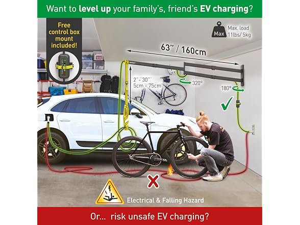 Barkan EV160WM 63" EV Charging Cable Wall Arm