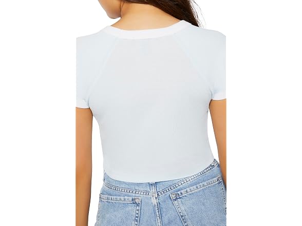 Forever 21 Women's (L) Cropped Ringer Tee Powder B