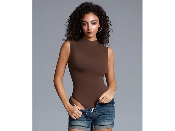 Mobeso Women's Mock Neck Sleeveless