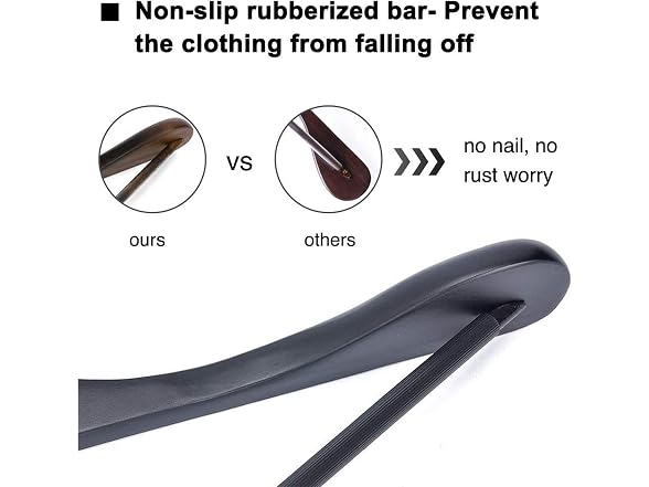 Suptinwear Wide Shoulder Wooden Suit Hangers 6 Pack
