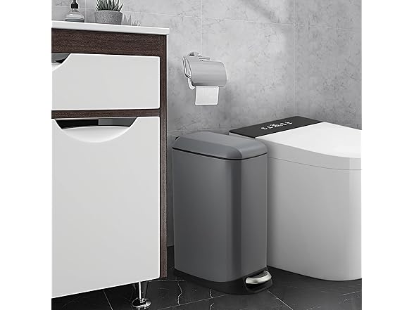 dainslef Bathroom Trash Can with Lid Gray.