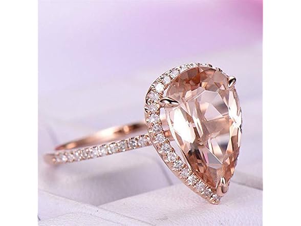 Yuren Wedding Rings Rose Gold Filled Pear Cut Crystal (6)
