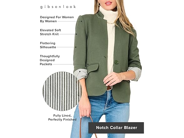 GIBSONLOOK Notch Collar Blazer for Women