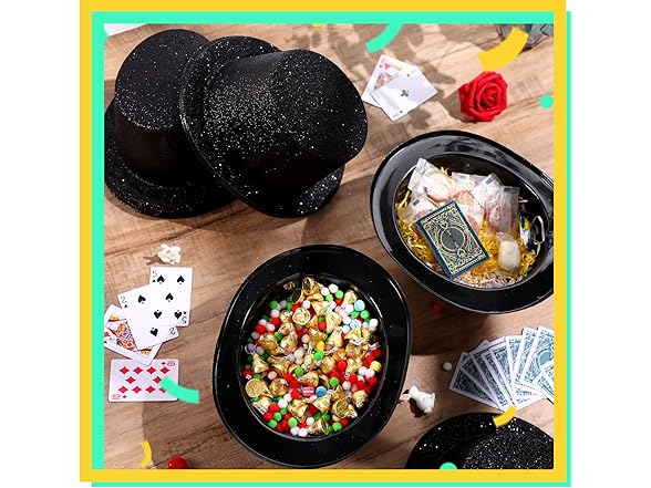 12 Pack Glitter Top Hats Costume Party