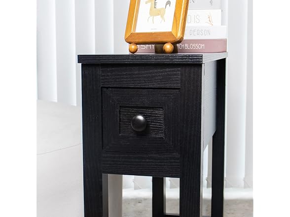 LUSUOWLZ Narrow End Table 2Pk Black