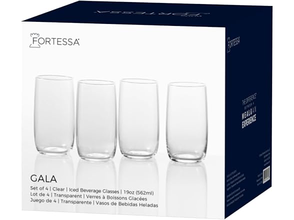 Fortessa Gala Glass, 19 Ounce Iced Beverage (Set of 4), Clear